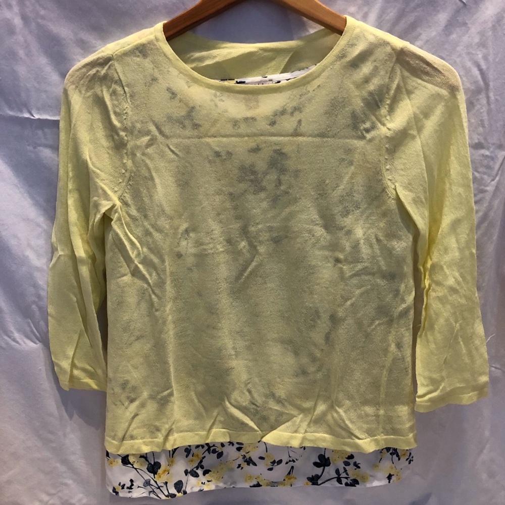 Yellow and white top